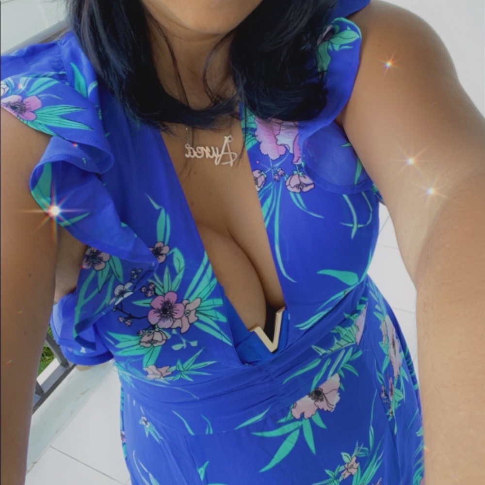 Blue ruffled floral dress/cover up - Picture 2 of 8